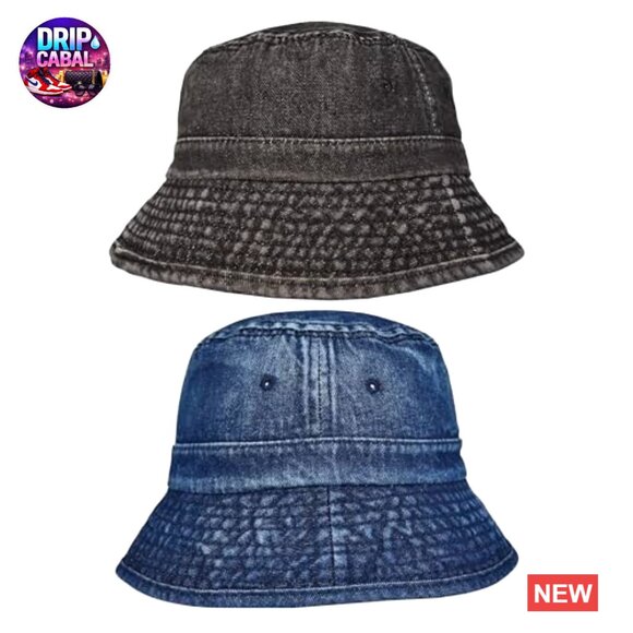 Cotton Denim Bucket Hats Packable Summer Sun Protection main image 5